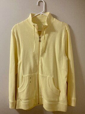 Alia Yellow Ribbed Zip-Up Jacket